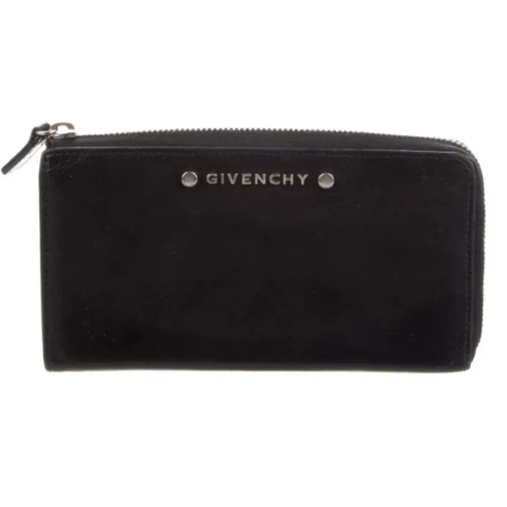 Givenchy Sugar Goatskin Studded Pandora Half Zip Long Wallet Black - Picture 5 of 7
